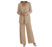 JIAJUPA Costume de mariage pour femme, grande taille, pour mère de la mariée/marié avec veste, violet, taupe, 50