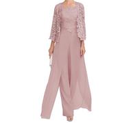 JIAJUPA Robe mère de la mariée avec veste pour mariage longueur cheville grande taille robe mère du marié robe d'invité de mariage, vieux rose, 48