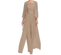 JIAJUPA Robe mère de la mariée avec veste pour mariage longueur cheville grande taille robe mère du marié robe d'invité de mariage, taupe, 40