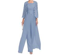 JIAJUPA Robe mère de la mariée avec veste pour mariage longueur cheville grande taille robe mère du marié robe d'invité de mariage, Bleu poudré, 46