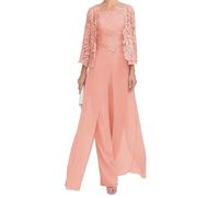 JIAJUPA Robe mère de la mariée avec veste pour mariage longueur cheville grande taille robe mère du marié robe d'invité de mariage, corail, 44
