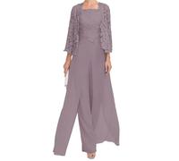 JIAJUPA Robe mère de la mariée avec veste pour mariage longueur cheville grande taille robe mère du marié robe d'invité de mariage, mauve, 44