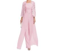 JIAJUPA Robe mère de la mariée avec veste pour mariage longueur cheville grande taille robe mère du marié robe d'invité de mariage, rose poudré, 44