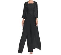 JIAJUPA Robe mère de la mariée avec veste pour mariage longueur cheville grande taille robe mère du marié robe d'invité de mariage, Noir , 50
