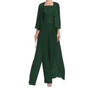 JIAJUPA Robe mère de la mariée avec veste pour mariage longueur cheville grande taille robe mère du marié robe d'invité de mariage, Vert, 56