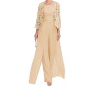 JIAJUPA Robe mère de la mariée avec veste pour mariage longueur cheville grande taille robe mère du marié robe d'invité de mariage, champagne, 50