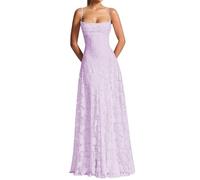 JIAJUPA Robes de demoiselle d'honneur longues à bretelles spaghetti en dentelle florale robes de soirée formelles, lilas, 40