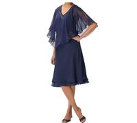 JIAJUPA Robes de mère de la mariée pour mariage longueur thé grande taille robes formelles mère du marié avec manches, bleu marine, 46