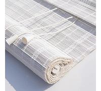 JIAJUTUI001 Store Enrouleur Extérieur Bambou Blanc, Vertical Naturel Intérieur, Blackout Rideau D'intimité pour Fenêtres Balcon Jardin (100 * 200cm/39 * 79in, B)