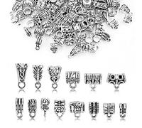 JIALEEY 125 Piece Mixed Antique Tibetan Silver Bail Tube Beads, Bail Beads, Spacer Bead, Bead Hanger Fit Charm European Bracelet Pendant Jewelry Making