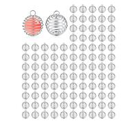 JIALEEY Lot de 100 pendentifs en forme de cage à perles en spirale plaqué argent 14 x 19 mm pour fabrication de bijoux et travaux manuels