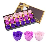 JIALEEY Lot de 18 savons de bain parfumés aux pétales de rose, aux huiles essentielles de plantes, aux meilleures idées de cadeaux pour femme, fille, maman, anniversaire, Noël, violet