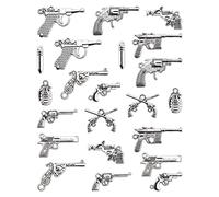 JIALEEY Lot de 22 breloques en forme d'arme à feu - Pendentifs pour fabrication de bijoux - Argenté antique