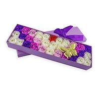 JIALEEY Lot de 33 savons de bain parfumés aux pétales de rose, huiles essentielles végétales, idées cadeaux pour elle, femmes, filles, maman, Saint-Valentin, coffret cadeau violet