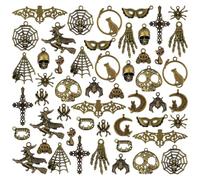 JIALEEY Lot de 51 breloques pour décoration d'Halloween Bronze antique