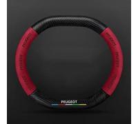 Jialet Couvre Volant Voiture pour Peugeot 2008 2016-2019, Cuir Housse de Volant Cache Protege Volant Voiture Couverture Steering Wheel Cover Auto Accessoires,Red-DD