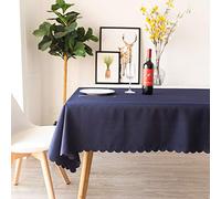 JIALIANG Nappe Antifouling Nappe Toile Cire Imperméable, Nappe cirée Lavable Style Moderne Industriel, Nappe rectangulaire en Plastique réutilisable Unique Party,Bleu Marine,140x180cm