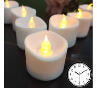 Jialine Bougies chauffe-plat LED avec minuterie, 6 heures et 18 heures éteintes en cycle de 24 heures, bougies chauffe-plat sans flamme vacillantes pour Halloween, mariages, séparation en jaune chaud