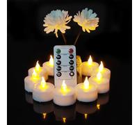 Jialine Lot de 12 bougies chauffe-plat LED avec télécommande - Bougies chauffe-plat électriques - Décoration pour Halloween, fête, Noël, Pâques, mariage