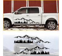Jialuode Autocollants et Décalcomanies pour Camion,Le grand Grandes Montagnes Forêts Arbres Graphiques Autocollants Latéraux pour Camion Pickup SUV,Autocollants Cool pour Homme Femme（2PCS noir）