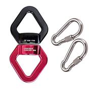 JIAMEIYI 30KN Connecteur Swing Pivot de Rotation Extérieur Intérieur Sécurité Aluminium Alliage 360 ° Rotator Swing Spinner Avec 2 Mousquetons(Noir-Rouge)
