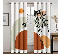 JIAMELUCK Géométrique Nordique Boho Abstrait Art Polyester Plante Feuilles Rideaux Occultants pour Salon Chambre Décor À La Maison 79x213cm(W31xH84in) x2