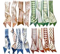 JIAMIAN 16 Pièces Écharpe de Sac à Main Tendance en Soie, Femmes Foulard Sacs Cheveux Poignée Décoration Tie écharpe Ruban, Femmes Casual Wear Drap cou Foulard en Soie (Style 2)