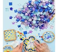 JIAMIAN 360 Gélules Carreaux De Mosaïque, Petites Mosaïques, Pierres De Mosaïque, Carreaux De Mosaïque Rectangulaires En Verre Colorées, Pour Déco Maison DIY(Bleu)