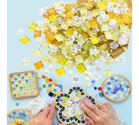 JIAMIAN 360 Gélules Carreaux De Mosaïque, Petites Pierres Rectangulaires En Verre Colorées Pour Déco Maison DIY (Jaune)