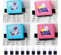 JIAMIAN 4pcs Maths Calculator Stamps, Rolling Topic Training Tool, Reusable, Addition, Subtraction, Multiplication And Division Within 100, Suitable For School, Home Extracurricular Tutoring