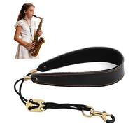 JIAMIAN Noir Sangles, Premium Sangle De Cou En Cuir Véritable, Boucle Réglable, Ecomfortable Sax Sangle, Saxophone Fabriqué Main, Pour Alto/Ténor/Soprano/Baryton