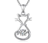 jiamiaoi Collier de Chat Pendentif Chat Argent Bijoux Chat Pendentif Femme Chat en Argent Sterling 925 Cadeau Chat Pour les Femmes les Filles (A1-Minou)