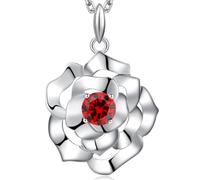 jiamiaoi Collier De Rose Collier Femme Cœur Pierre De Naissance Bijoux Femme Argent 925 Pour Femmes Diamant Cœur Bijoux pour Femmes Rose Necklce