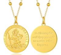 jiamiaoi Médaille Saint Christophe Or Homme Médaille Saint Christophe Benoit Acier Inoxydable pour Hommes Femmes