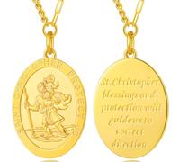 jiamiaoi Médaille Saint Christophe Or Homme Médaille Saint Christophe Benoit Acier Inoxydable pour Hommes Femmes