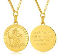 jiamiaoi Médaille Saint Christophe Or Homme Médaille Saint Christophe Benoit Acier Inoxydable pour Hommes Femmes