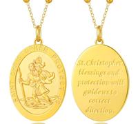 jiamiaoi Médaille Saint Christophe Or Homme Médaille Saint Christophe Benoit Acier Inoxydable pour Hommes Femmes