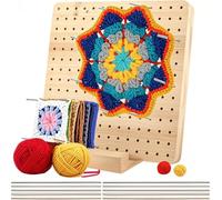 JIAMOEAT Planche de Blocage Crochet, Granny Square19,5 x 19,5 cm Planche de Blocage du Crochet en Bois avec 20 Broches, Planche en Bois pour Tendre de Petites Pièces