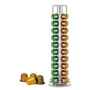 JIAMOEAT Porte Rangement pour Nespresso Capsules de Café, Supports pour 40 Capsules de Café Noir, 360 Degrés Rotable Range Coffee Capsule Stands, Distributeur de Capsules (Argent)