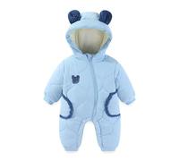 JiAmy Combinaison Bebe Hiver, Unisexe Polaire Combinaison Pilote Bébé à Capuche, Manches Longues Ours Garçons Body Filles Grenouillère pour 3-24 mois