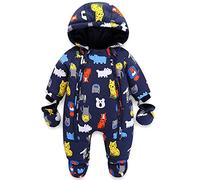 JiAmy Combinaison d'hiver pour bébé avec capuche - Combinaison de neige avec gants et chaussettes - Pour fille et garçon - 0-36 mois, f, 24-36 Monate (1er Pack)