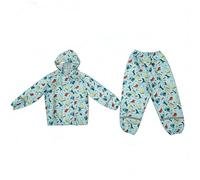 JiAmy Combinaison imperméable 2 pièces pour garçons et filles avec sac de rangement portable et bande réfléchissante pour 1 à 8 ans, dinosaure, 3-4 ans