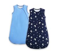 JiAmy Gigoteuse Bébé Ete 1,5 Tog, Turbulette Coton pour Nouveau-né et Nourrisson, Pack de 2 Sac de Couchage bébé Léger avec Double Fermeture éclair Étoile marine 12-18 Mois