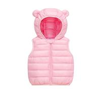 JiAmy Gilet d'hiver sans manches pour enfants, garçons et filles, gilet chaud à capuche, veste légère pour l'automne et l'hiver, vêtements pour enfants de 1 à 5 ans, rose, 2-3 ans
