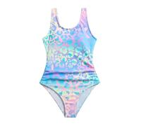 JiAmy Maillot de Bain 1 Pièce pour Pré-Adolescentes Dégradé Léopard Rembourré et Plissé pour Filles de 8 à 13 Ans - Idéal pour Piscine, Plage et Été