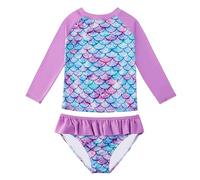 JiAmy Maillot de Bain Deux pièces à Manches Longues pour Enfants, Protection UV, 7-8 Ans