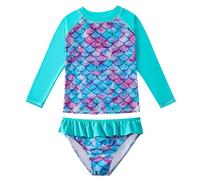 JiAmy Maillot de Bain Deux pièces à Manches Longues pour Enfants, Protection UV, 8-9 Ans