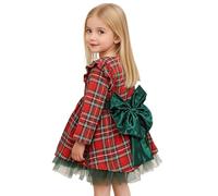 JiAmy Robe de Noël pour bébé fille Enfant Longues manches rouge à carreaux Bowknot Princesse Vêtements d'hiver pour fête de Noël Tenue de Père Noël Vêtements pour fille 12 mois-6 ans, 4-5 ans