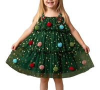 JiAmy Robe de Noël pour Bébé Fille Tout-petit Robe de Sapin de Noël en Tulle à Paillettes Étoile sans Manches Tenue de Fête d'Anniversaire Cake Smash pour Filles 12 Mois-5 Ans, 3-4 ans