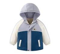 JiAmy Veste coupe-vent pour enfants avec doublure en polaire, manteau d'extérieur à capuche à manches longues et fermeture éclair pour l'automne et le début de l'hiver 3-10 ans, bleu marine, 9-10 ans